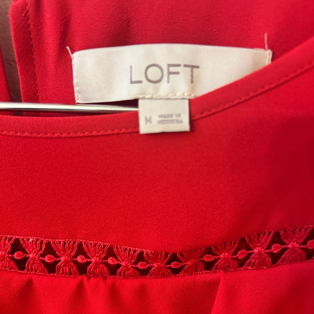 Loft Red Ruffle Blouse - Picture 2 of 5